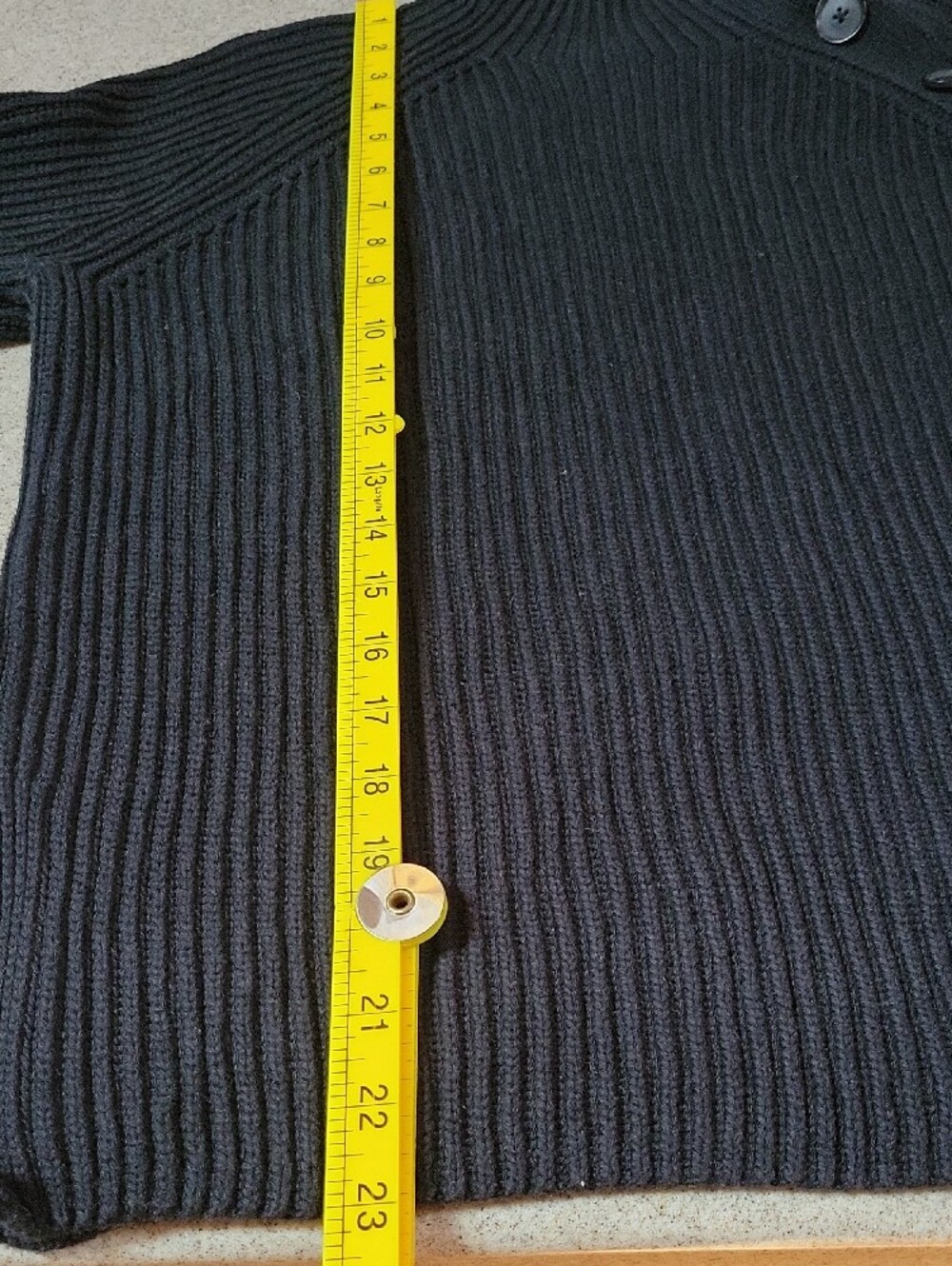 GAP Black Asymmetrical Button Raglan Rib Knit 100% Cotton Sweater Women's Size M - Picture 8 of 10